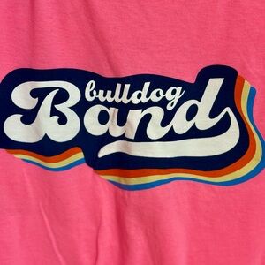 Bulldog Band" Retro Style Pink Graphic T-Shirt - Size Youth Large